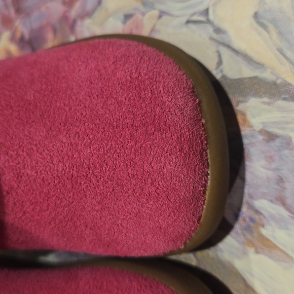 Fuchsia UGG Leather Infant Boots  Size 2/3 Booties Baby Hot Pink Suede Fleece - Picture 10 of 10